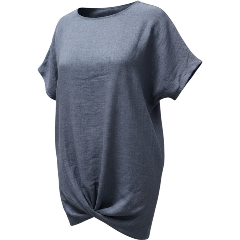 S. KANOUNI Linen Dress Lagenlook Oversized Minimalist USA Made Resort - Blue